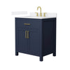 Custom image for Dark Blue with Brushed Gold Trim / White Quartz / No Mirror