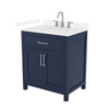 Custom image for Dark Blue with Brushed Nickel Trim / Carrara Cultured Marble / No Mirror