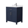 Custom image for Dark Blue with Brushed Nickel Trim / White Cultured Marble / No Mirror