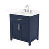 Custom image for Dark Blue with Brushed Nickel Trim / White Cultured Marble / No Mirror