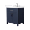 Custom image for Dark Blue with Brushed Nickel Trim / White Quartz / No Mirror