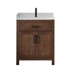 Custom image for Dark Walnut with Matte Black Trim / Carrara Cultured Marble / No Mirror
