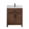 Custom image for Dark Walnut with Matte Black Trim / White Cultured Marble / No Mirror