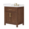 Custom image for Dark Walnut with Brushed Gold Trim / Carrara Cultured Marble / No Mirror