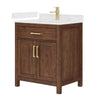 Custom image for Dark Walnut with Brushed Gold Trim / Giotto Quartz / No Mirror