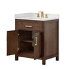 Custom image for Dark Walnut with Brushed Gold Trim / White Cultured Marble / No Mirror