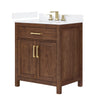 Custom image for Dark Walnut with Brushed Gold Trim / White Cultured Marble / No Mirror