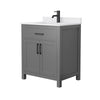 Custom image for Dark Gray with Matte Black Trim / White Cultured Marble / No Mirror