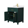 Custom image for Green with Brushed Gold Trim / White Cultured Marble / No Mirror