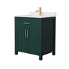 Custom image for Green with Brushed Gold Trim / White Cultured Marble / No Mirror