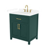Custom image for Green with Brushed Gold Trim / White Cultured Marble / No Mirror