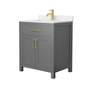 Custom image for Dark Gray with Brushed Gold Trim / Carrara Cultured Marble / No Mirror
