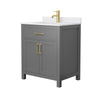 Custom image for Dark Gray with Brushed Gold Trim / White Cultured Marble / No Mirror