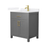Custom image for Dark Gray with Brushed Gold Trim / White Quartz / No Mirror
