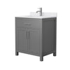 Custom image for Dark Gray with Brushed Nickel Trim / White Cultured Marble / No Mirror