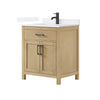 Custom image for Whitewashed Oak with Matte Black Trim / White Quartz / No Mirror