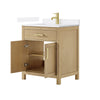 Custom image for Whitewashed Oak with Brushed Gold Trim / White Quartz / No Mirror