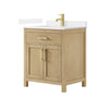 Custom image for Whitewashed Oak with Brushed Gold Trim / White Quartz / No Mirror