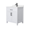 Custom image for White with Matte Black Trim / Carrara Cultured Marble / No Mirror