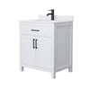 Custom image for White with Matte Black Trim / White Cultured Marble / No Mirror