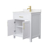 Custom image for White with Brushed Gold Trim / Carrara Cultured Marble / No Mirror