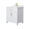 Custom image for White with Brushed Gold Trim / Carrara Cultured Marble / No Mirror
