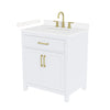 Custom image for White with Brushed Gold Trim / Carrara Cultured Marble / No Mirror