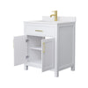 Custom image for White with Brushed Gold Trim / White Cultured Marble / No Mirror