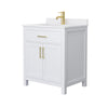 Custom image for White with Brushed Gold Trim / White Cultured Marble / No Mirror