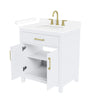 Custom image for White with Brushed Gold Trim / White Cultured Marble / No Mirror