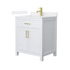 Custom image for White with Brushed Gold Trim / White Quartz / No Mirror