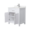 Custom image for White with Brushed Nickel Trim / Carrara Cultured Marble / No Mirror