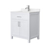 Custom image for White with Brushed Nickel Trim / Carrara Cultured Marble / No Mirror