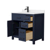 Custom image for Dark Blue with Matte Black Trim / Carrara Cultured Marble / No Mirror