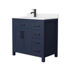Custom image for Dark Blue with Matte Black Trim / Carrara Cultured Marble / No Mirror