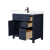 Custom image for Dark Blue with Matte Black Trim / White Quartz / No Mirror
