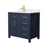 Custom image for Dark Blue with Brushed Gold Trim / Carrara Cultured Marble / No Mirror