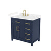 Custom image for Dark Blue with Brushed Gold Trim / Carrara Cultured Marble / No Mirror