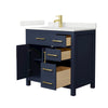 Custom image for Dark Blue with Brushed Gold Trim / Giotto Quartz / No Mirror