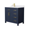 Custom image for Dark Blue with Brushed Gold Trim / White Cultured Marble / No Mirror