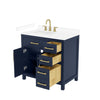 Custom image for Dark Blue with Brushed Gold Trim / White Cultured Marble / No Mirror