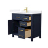 Custom image for Dark Blue with Brushed Gold Trim / White Quartz / No Mirror