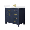 Custom image for Dark Blue with Brushed Gold Trim / White Quartz / No Mirror