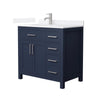 Custom image for Dark Blue with Brushed Nickel Trim / White Quartz / No Mirror