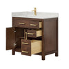 Custom image for Dark Walnut with Brushed Gold Trim / Carrara Cultured Marble / No Mirror