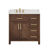 Custom image for Dark Walnut with Brushed Gold Trim / Carrara Cultured Marble / No Mirror