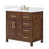 Custom image for Dark Walnut with Brushed Gold Trim / Carrara Cultured Marble / No Mirror
