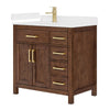 Custom image for Dark Walnut with Brushed Gold Trim / White Quartz / No Mirror