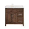 Custom image for Dark Walnut with Brushed Nickel Trim / White Quartz / No Mirror