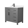 Custom image for Dark Gray with Matte Black Trim / Carrara Cultured Marble / No Mirror